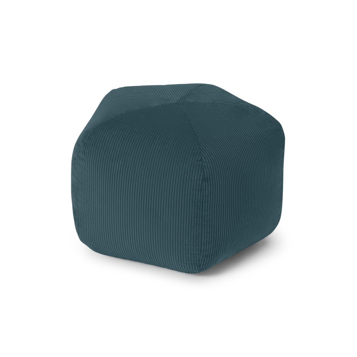 Pebble Pentagon Pouffe, Teal Corduroy Velvet – image 3