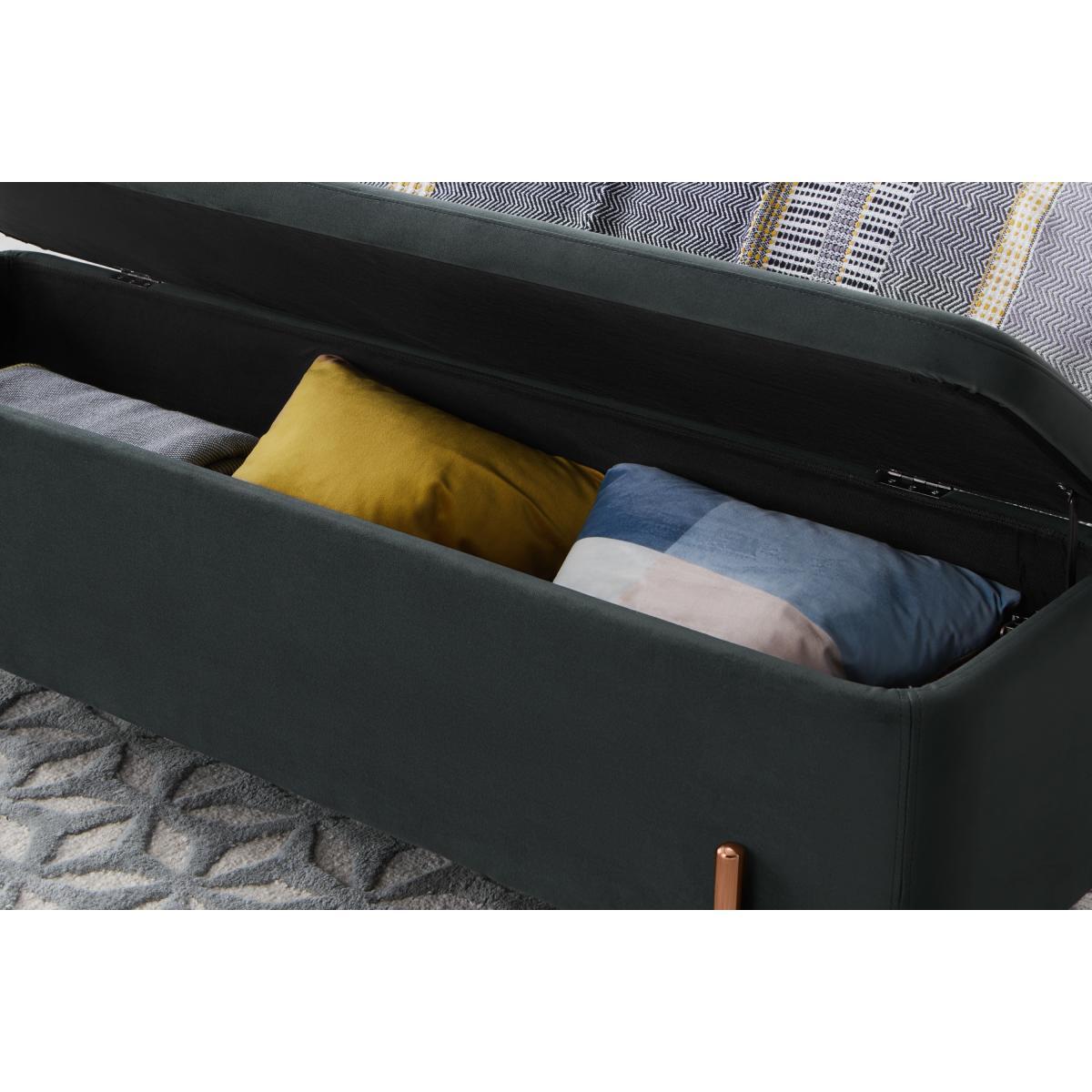 Asare 150cm Upholstered Ottoman Storage Bench, Midnight Grey Velvet and Copper – image 8