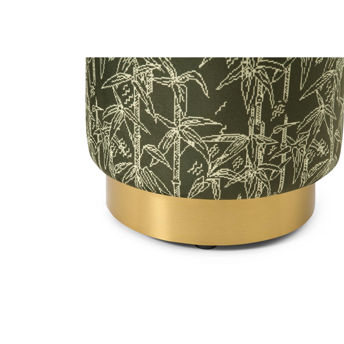 Poodle & Blonde Hetherington Brass Base Pouffe, Small, Bamboo Printed Velvet – image 5