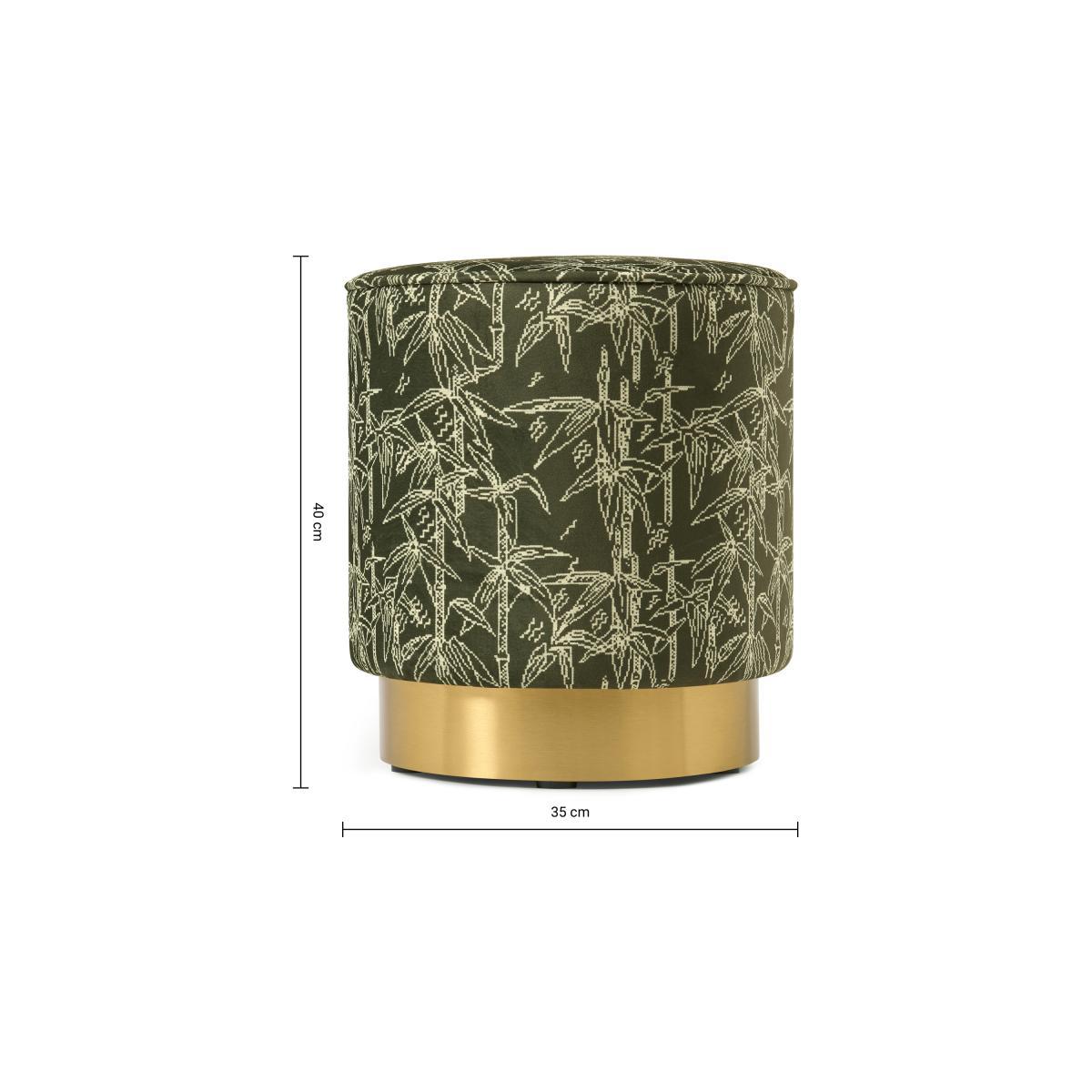Poodle & Blonde Hetherington Brass Base Pouffe, Small, Bamboo Printed Velvet – image 7
