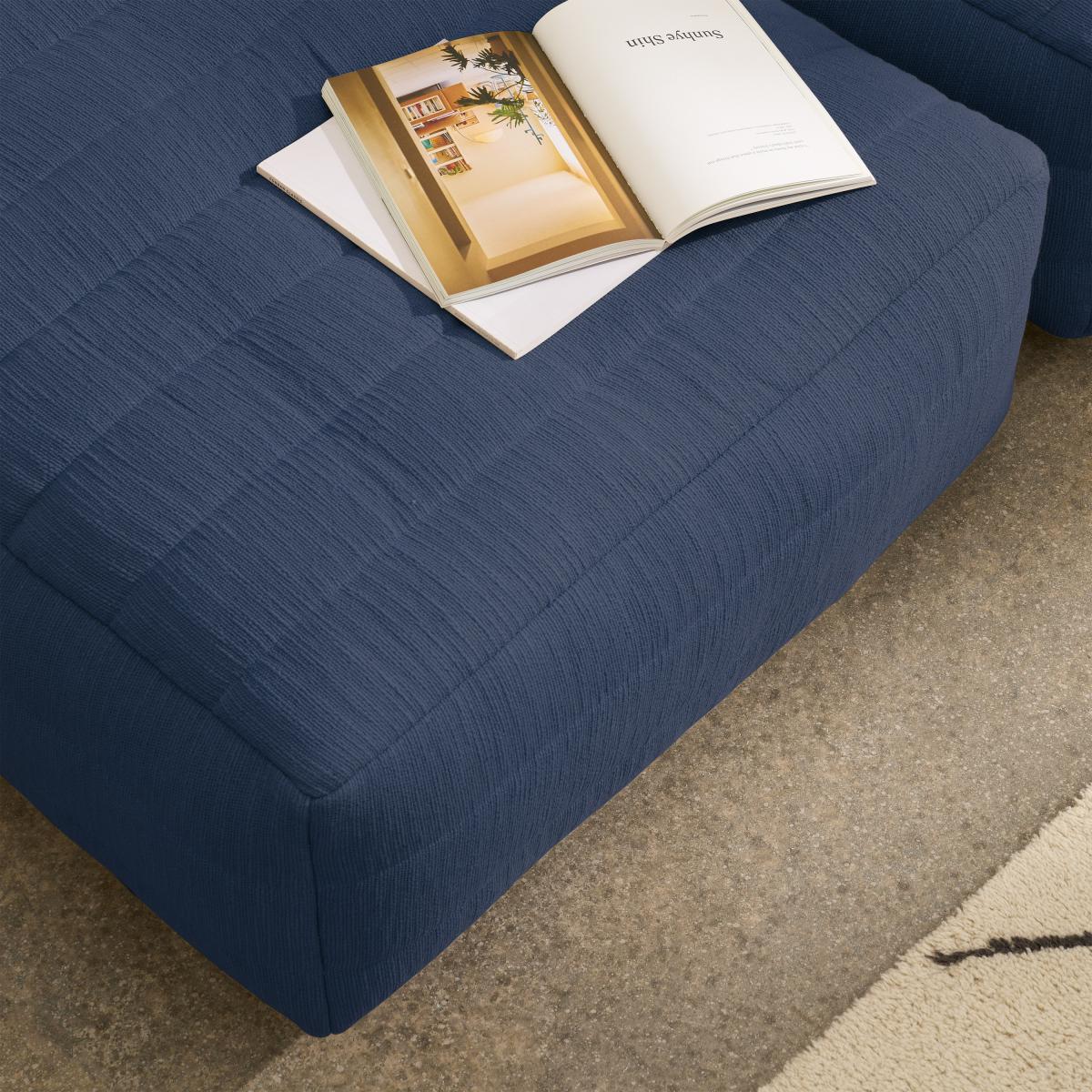Gus Quilted Modular Floor Cushion, Navy Cotton Slub – image 11