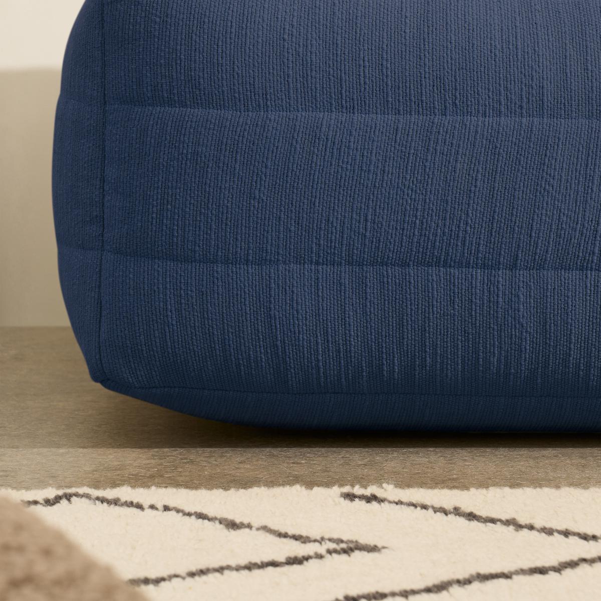 Gus Quilted Modular Floor Cushion, Navy Cotton Slub – image 12