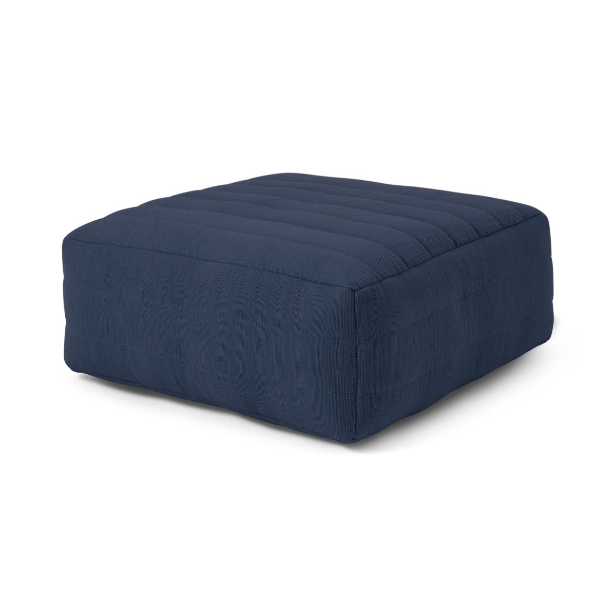 Gus Quilted Modular Floor Cushion, Navy Cotton Slub – image 3