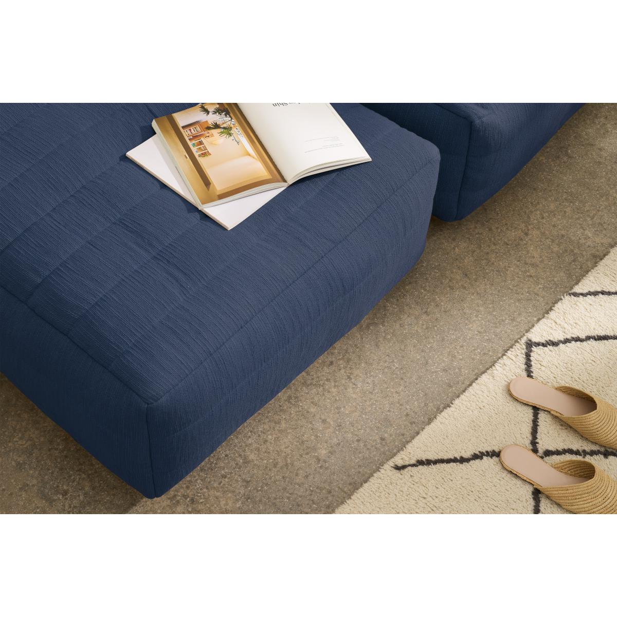 Gus Quilted Modular Floor Cushion, Navy Cotton Slub – image 5