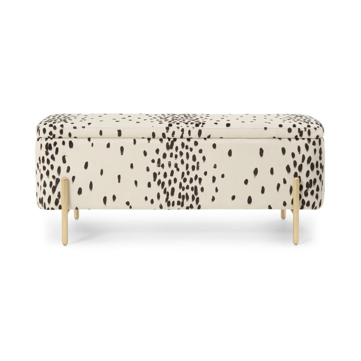 Poodle & Blonde Asare Dalmatian Upholstered Storage Ottoman Bench, Cocoa – image 2