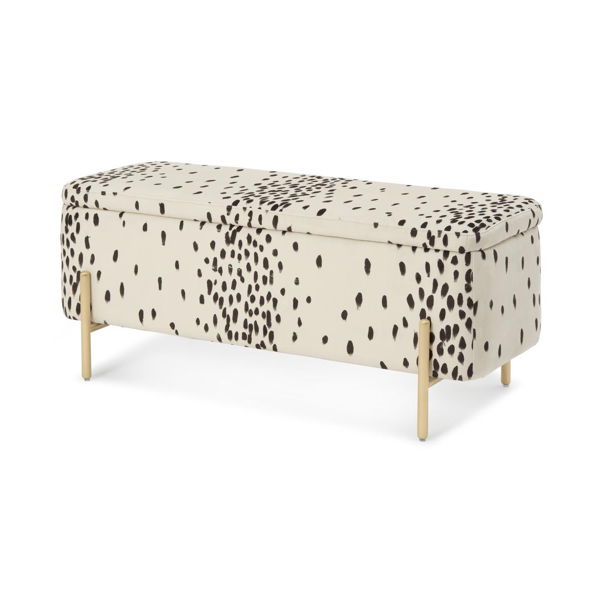 Poodle & Blonde Asare Dalmatian Upholstered Storage Ottoman Bench, Cocoa – image 3