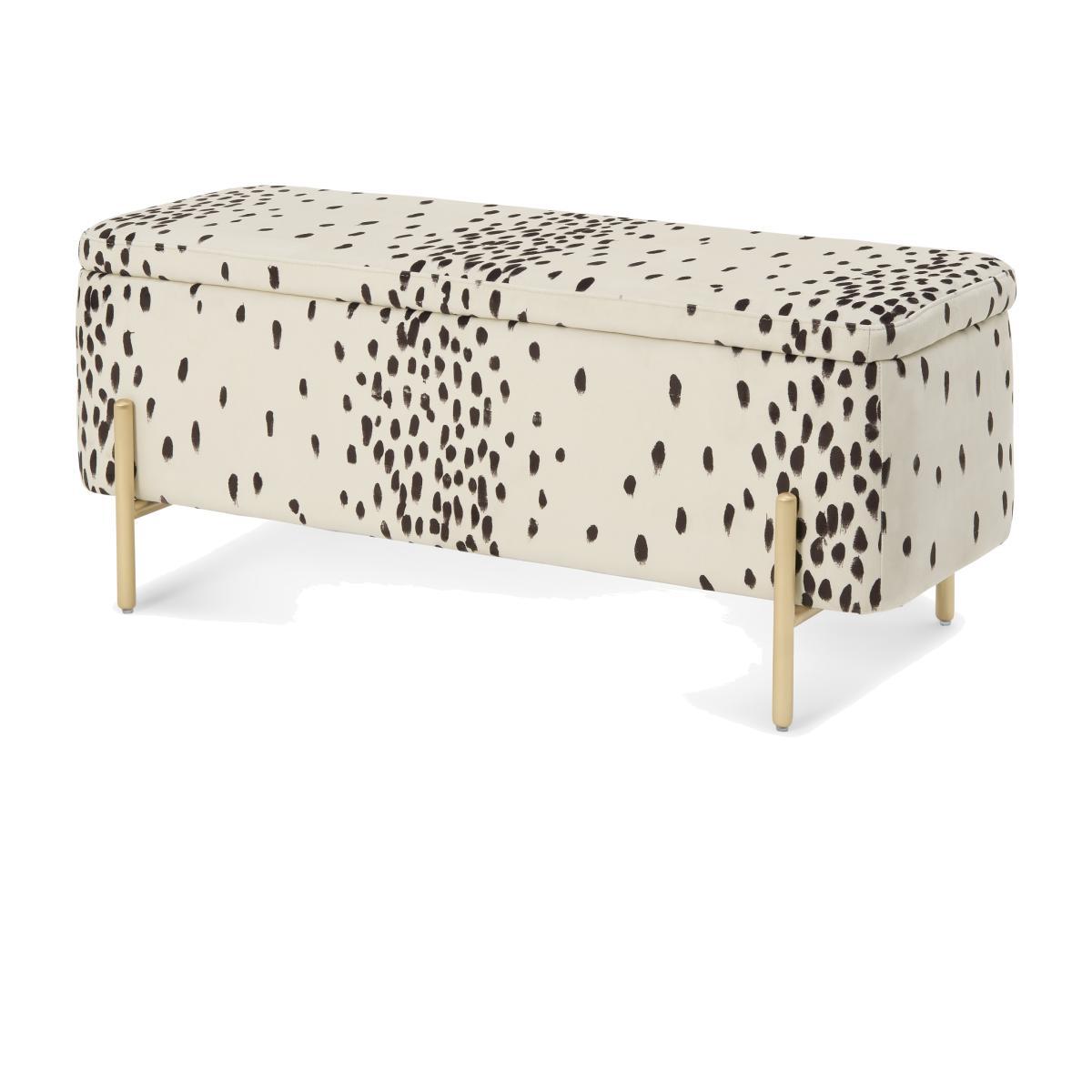 Poodle & Blonde Asare Dalmatian Upholstered Storage Ottoman Bench, Cocoa – image 1