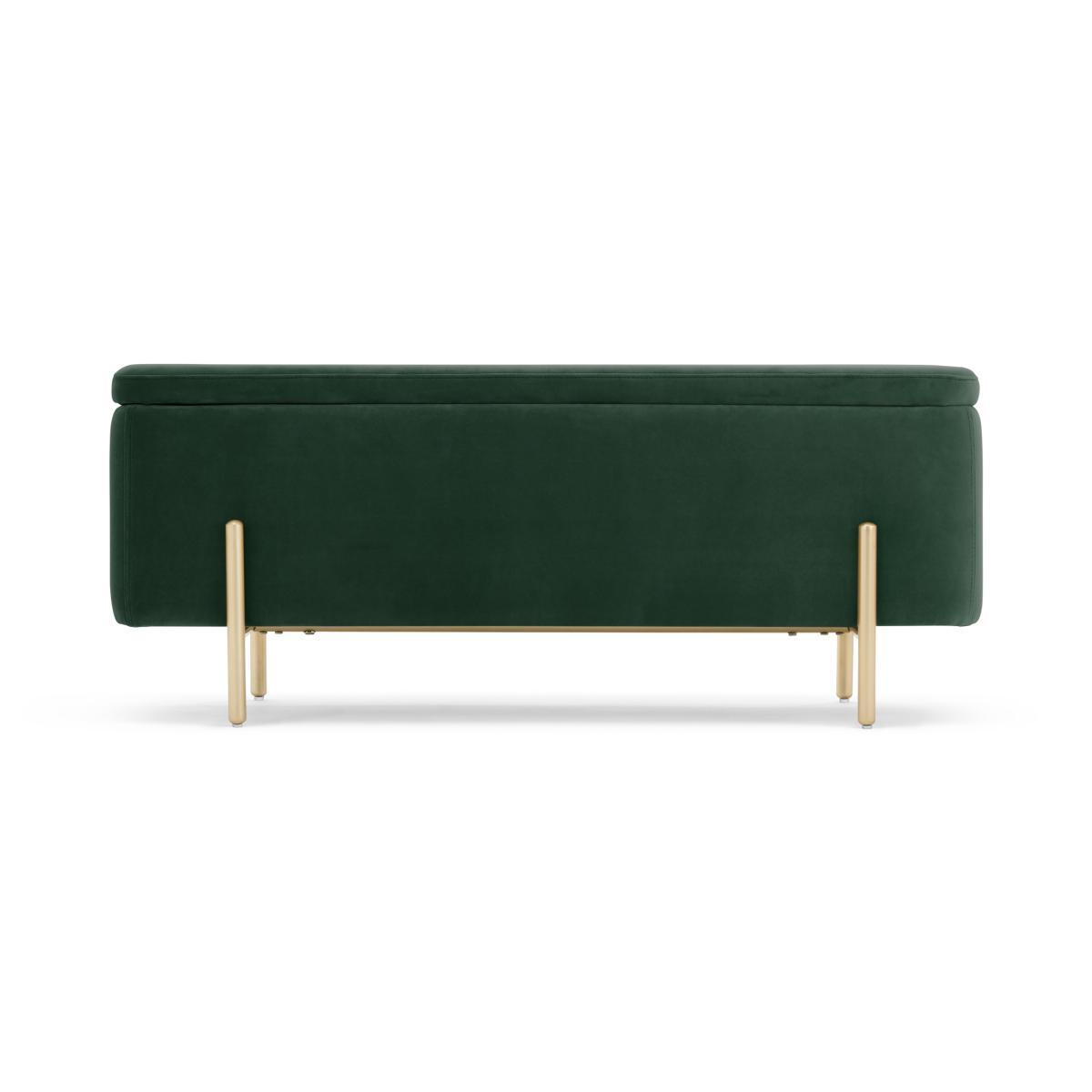 Asare 110cm Upholstered Ottoman Storage Bench, Pine Green and Brass – image 2
