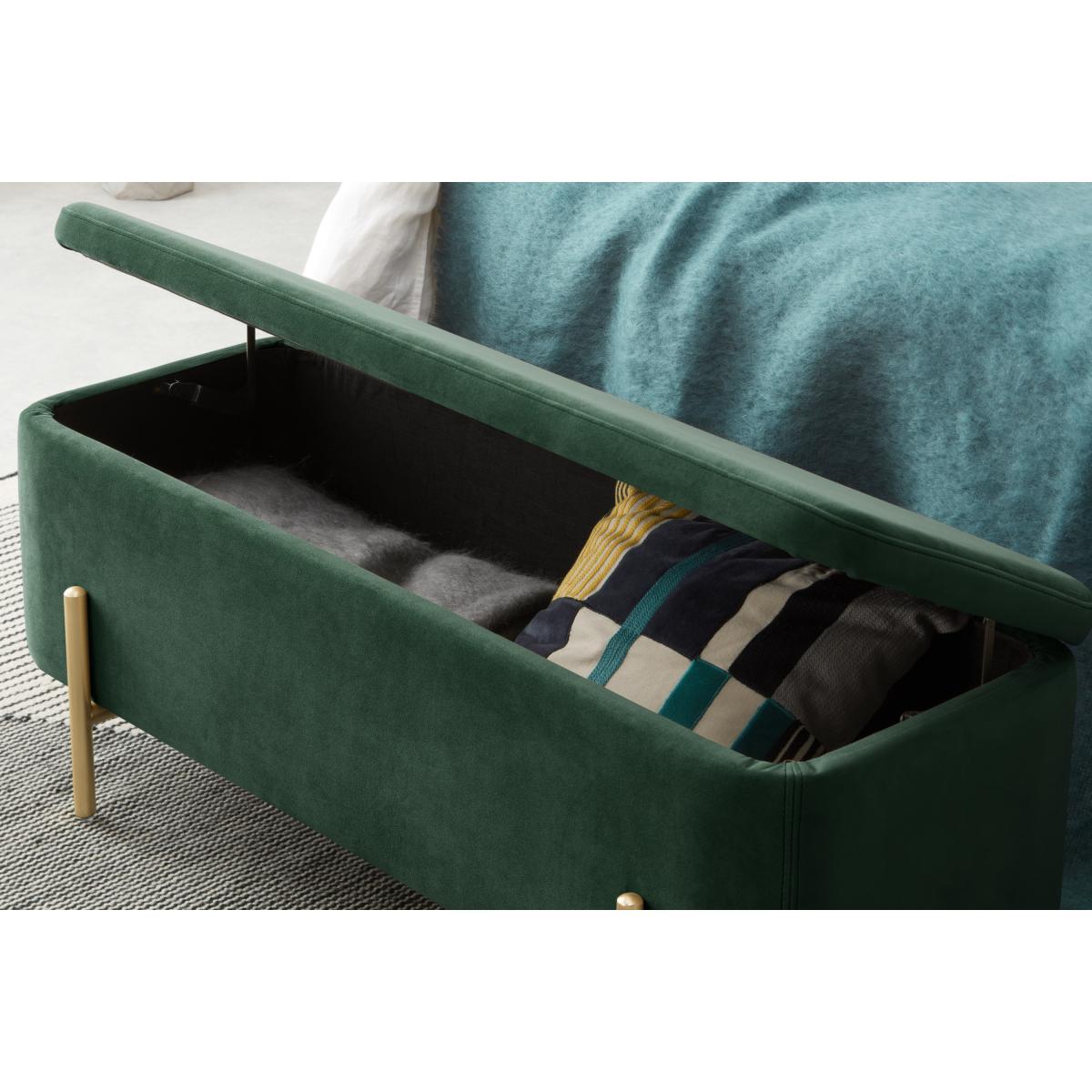 Asare 110cm Upholstered Ottoman Storage Bench, Pine Green and Brass – image 5