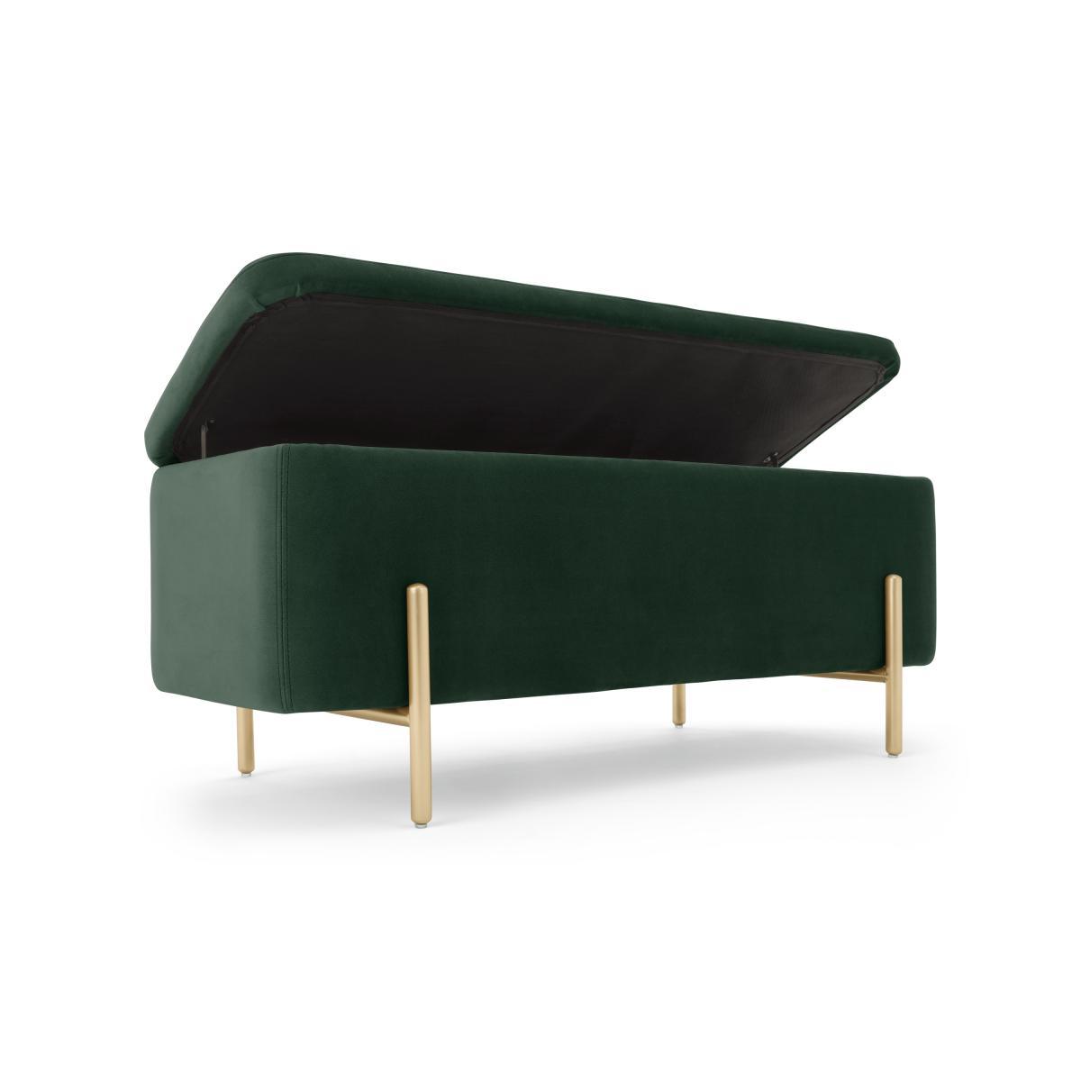 Asare 110cm Upholstered Ottoman Storage Bench, Pine Green and Brass – image 6