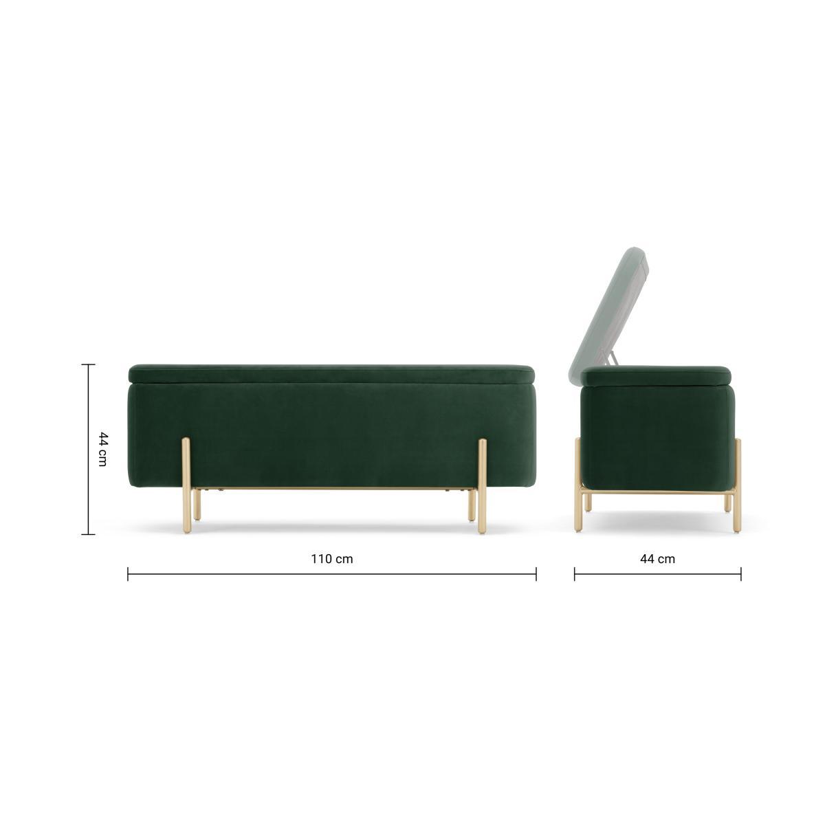 Asare 110cm Upholstered Ottoman Storage Bench, Pine Green and Brass – image 10