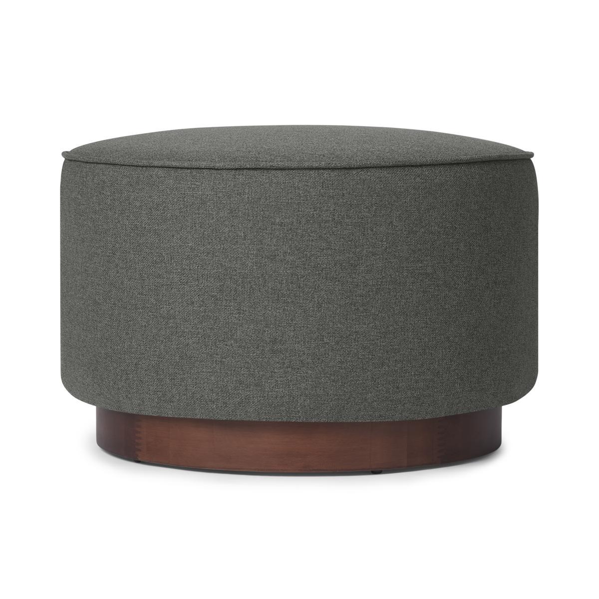Hetherington Large Wooden Pouffe, Coventry Grey & Dark Stain Wood – image 2