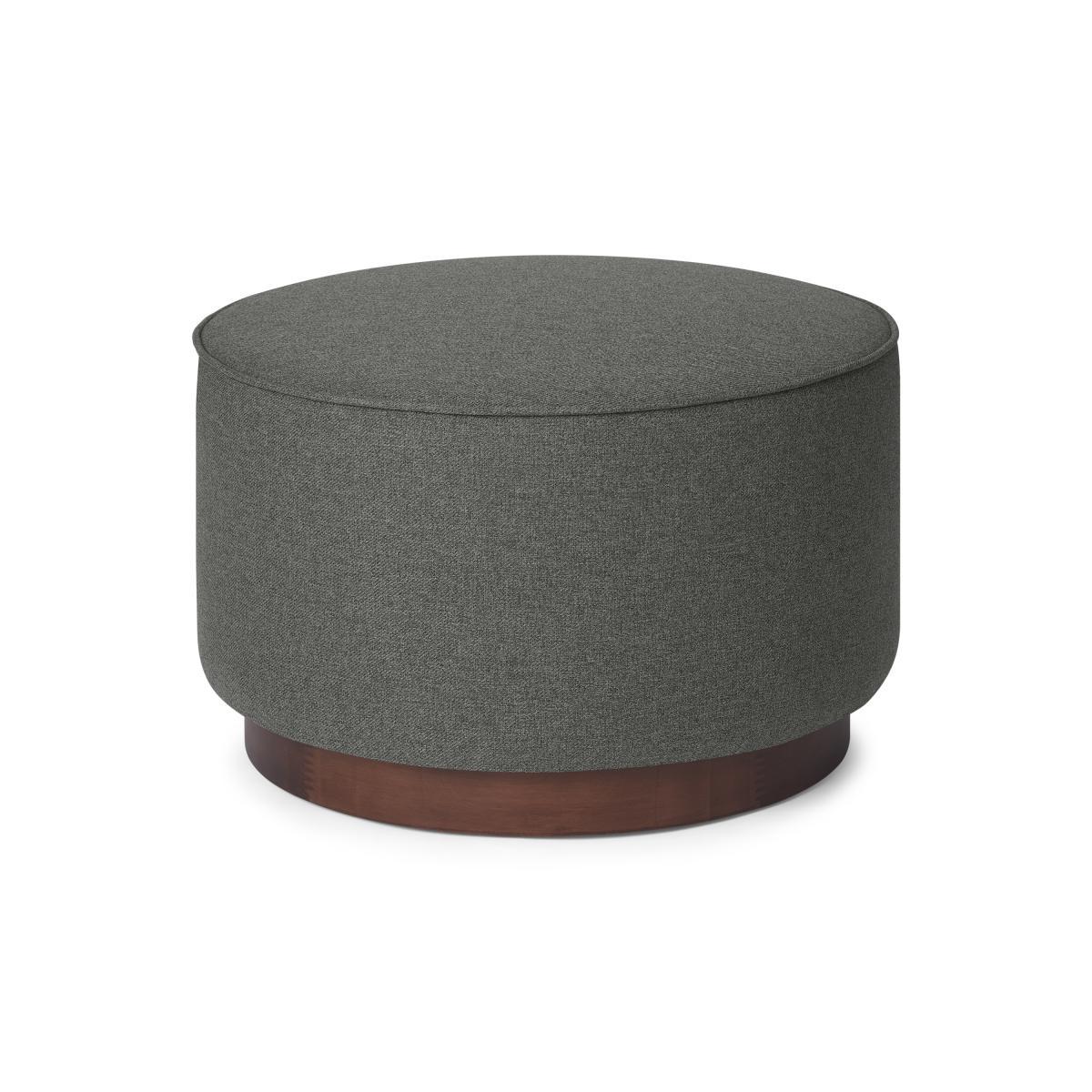 Hetherington Large Wooden Pouffe, Coventry Grey & Dark Stain Wood – image 3