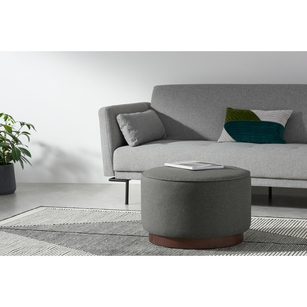 Hetherington Large Wooden Pouffe, Coventry Grey & Dark Stain Wood – image 4