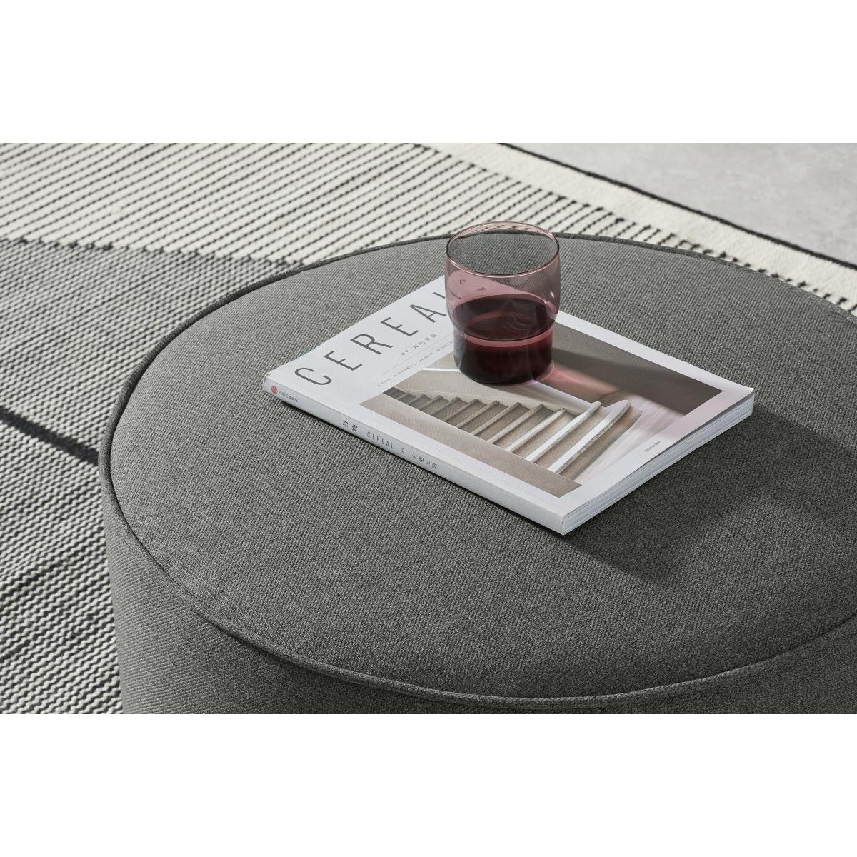 Hetherington Large Wooden Pouffe, Coventry Grey & Dark Stain Wood – image 5