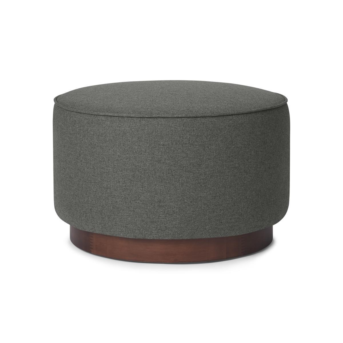 Hetherington Large Wooden Pouffe, Coventry Grey & Dark Stain Wood – image 6