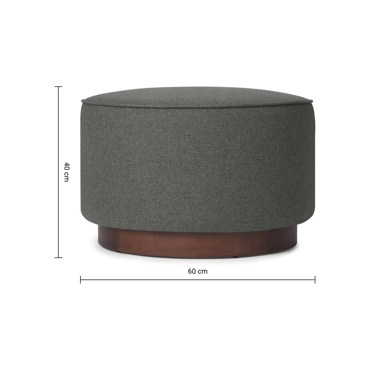 Hetherington Large Wooden Pouffe, Coventry Grey & Dark Stain Wood – image 8