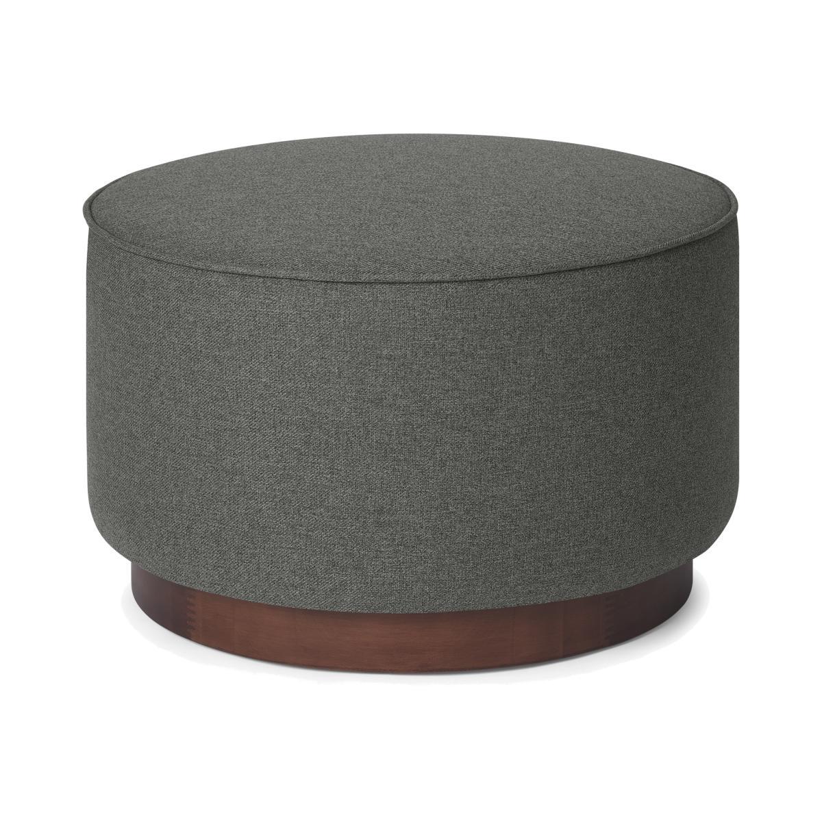 Hetherington Large Wooden Pouffe, Coventry Grey & Dark Stain Wood – image 1