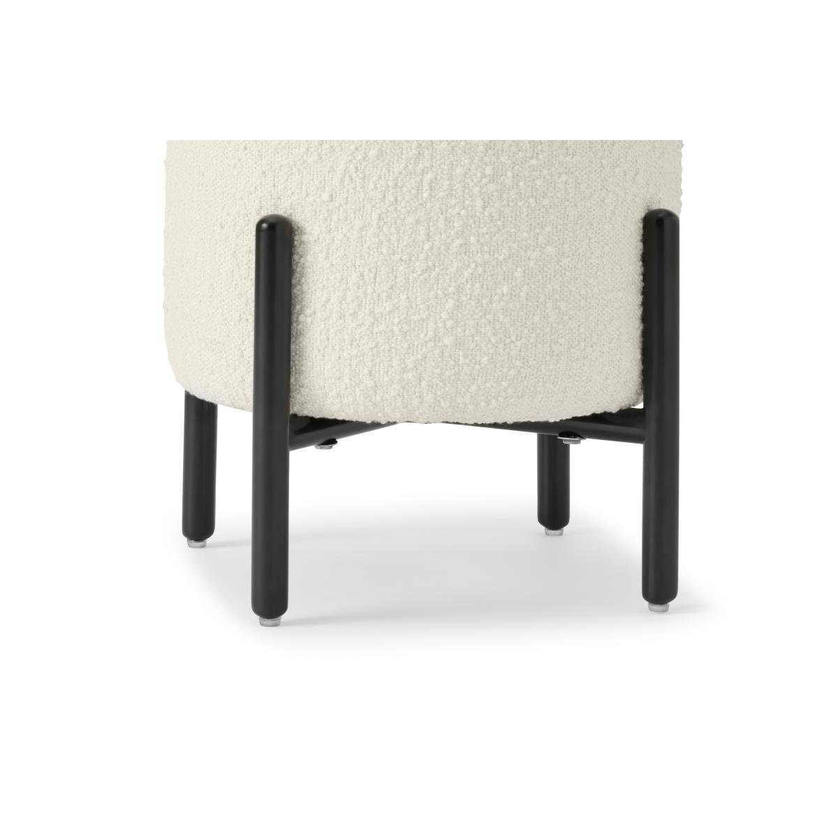 Asare Round Ottoman Storage Bench, Whitewash Boucle & Black – image 6