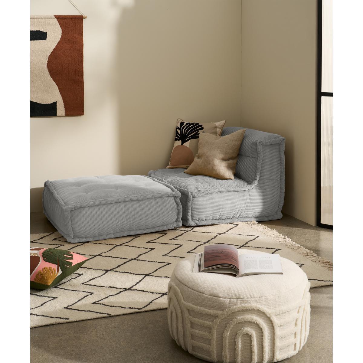 Sully Modular Floor Cushion, Stone Grey Corduroy Velvet – image 3