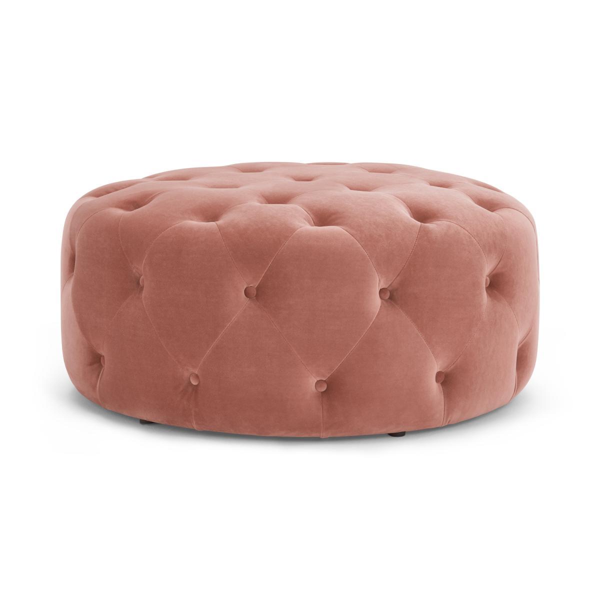 Hampton Large Round Pouffe, Blossom Pink Velvet – image 2