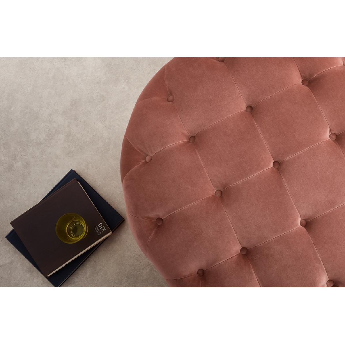 Hampton Large Round Pouffe, Blossom Pink Velvet – image 4