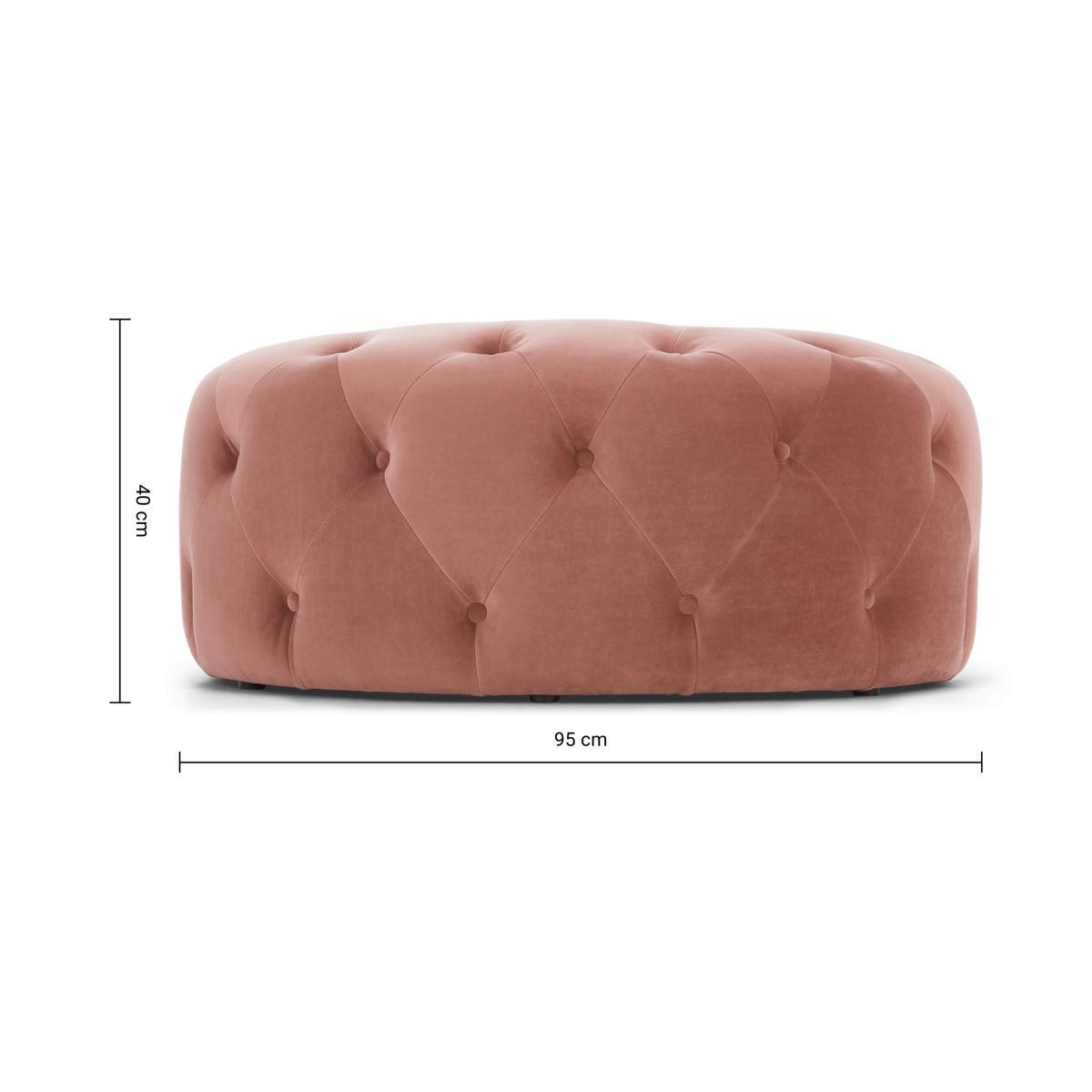 Hampton Large Round Pouffe, Blossom Pink Velvet – image 7