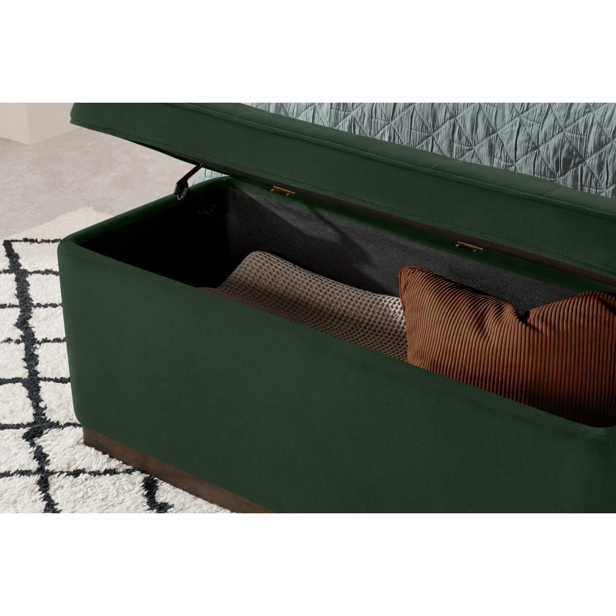 Lavelle Ottoman Bench with Walnut Stain Plinth, Laurel Green Velvet – image 5