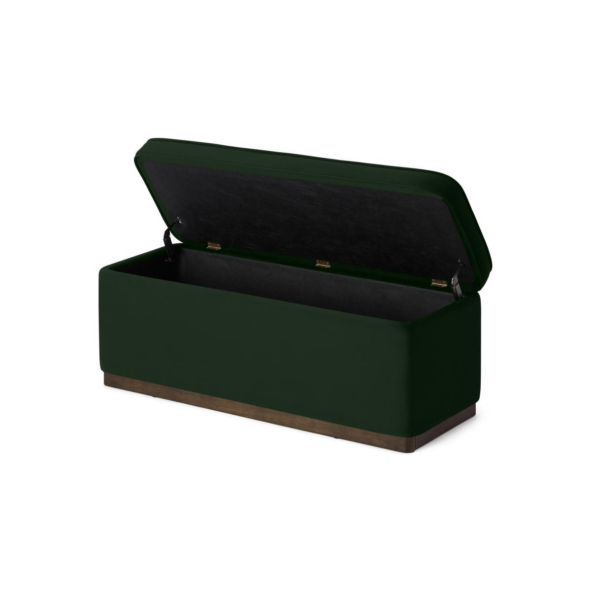 Lavelle Ottoman Bench with Walnut Stain Plinth, Laurel Green Velvet – image 6