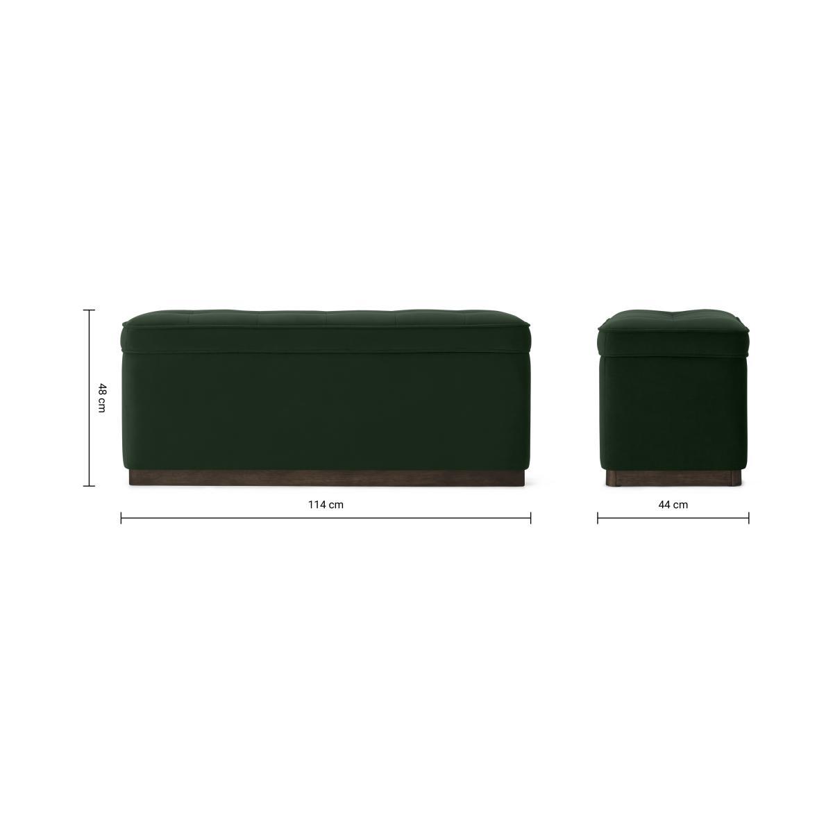Lavelle Ottoman Bench with Walnut Stain Plinth, Laurel Green Velvet – image 10