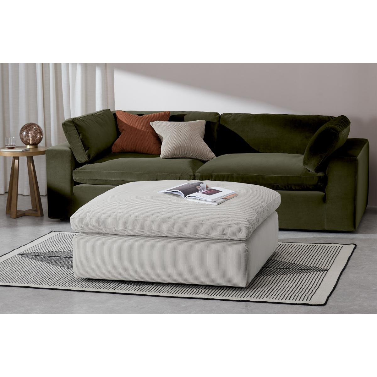 Samona Pillowtop Footstool, Stone Grey Corduroy Velvet – image 4