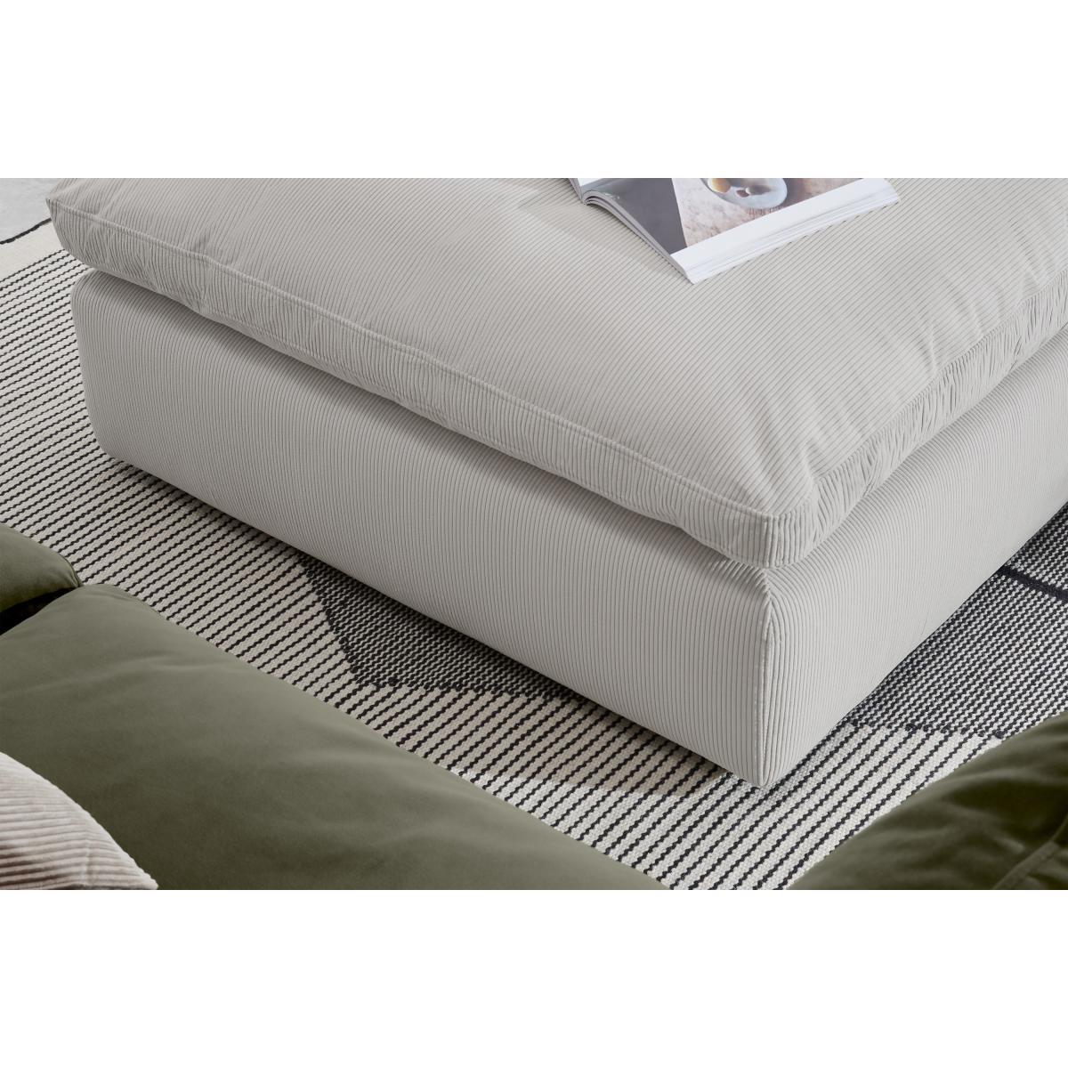 Samona Pillowtop Footstool, Stone Grey Corduroy Velvet – image 5