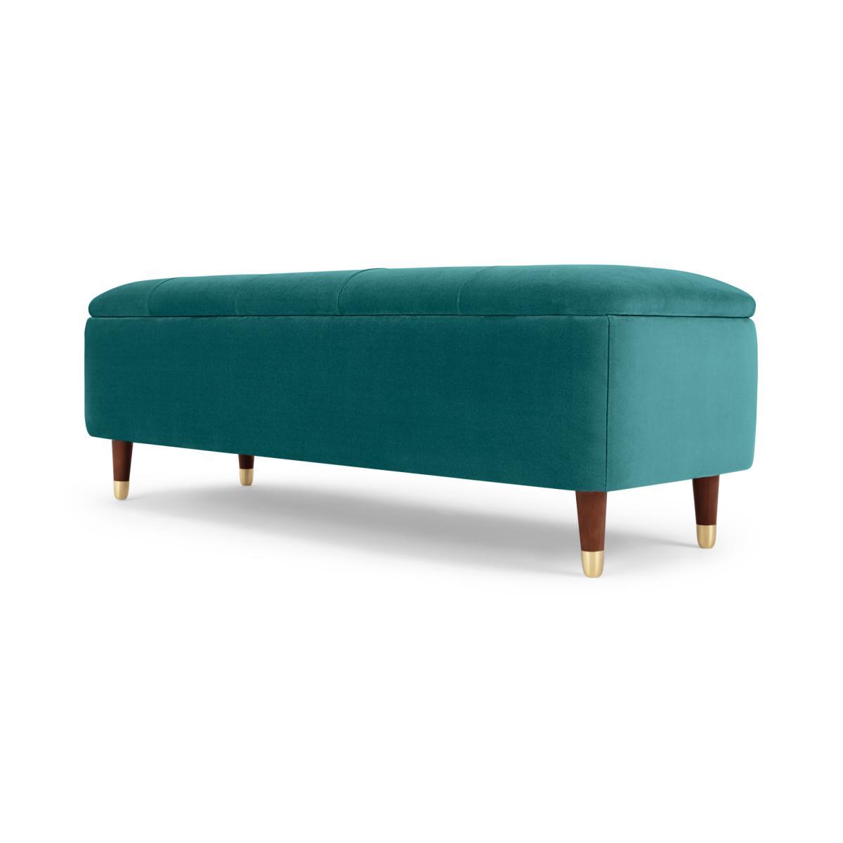 Margot Ottoman Storage Bench, Seafoam Blue Velvet – image 3