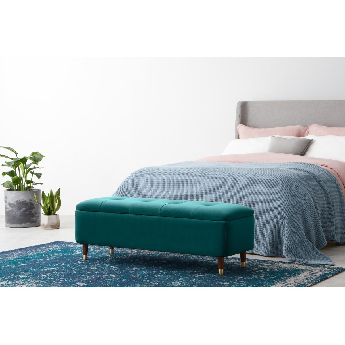 Margot Ottoman Storage Bench, Seafoam Blue Velvet – image 4