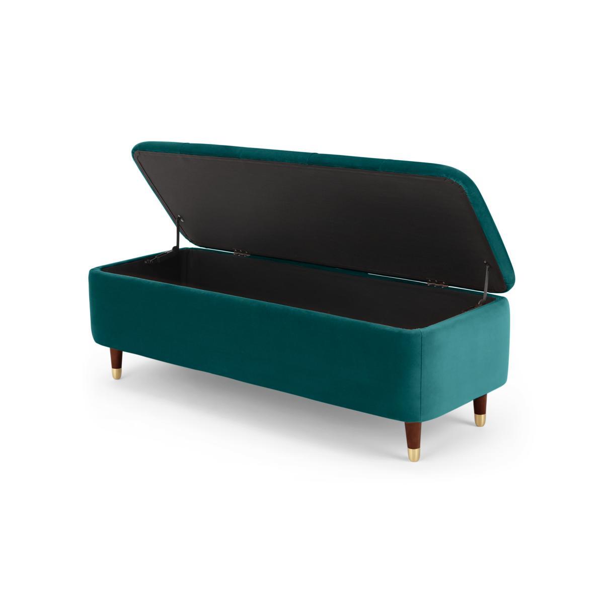 Margot Ottoman Storage Bench, Seafoam Blue Velvet – image 6