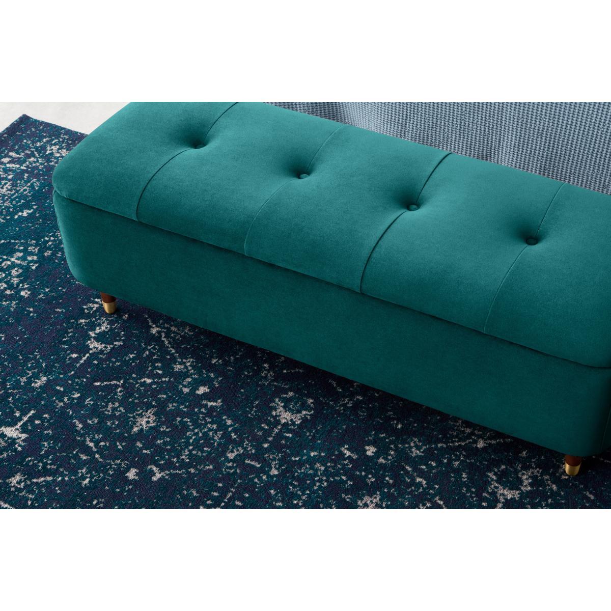 Margot Ottoman Storage Bench, Seafoam Blue Velvet – image 7