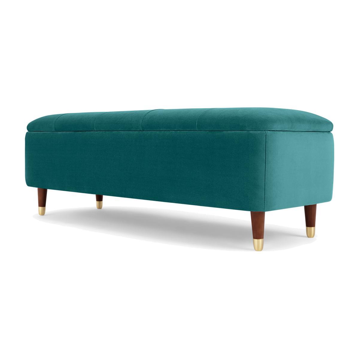 Margot Ottoman Storage Bench, Seafoam Blue Velvet – image 1