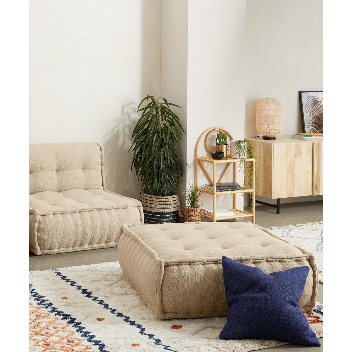 Sully Large Floor Cushion, Oatmeal Cotton Slub – image 3