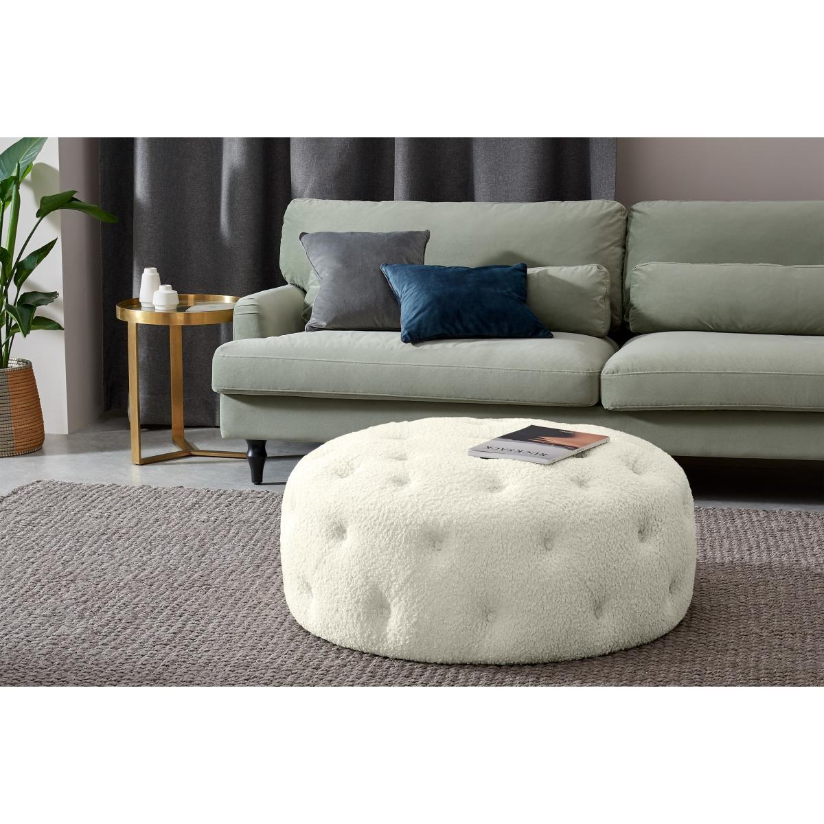 Hampton Round Pouffe, Large, Faux Sheepskin – image 3
