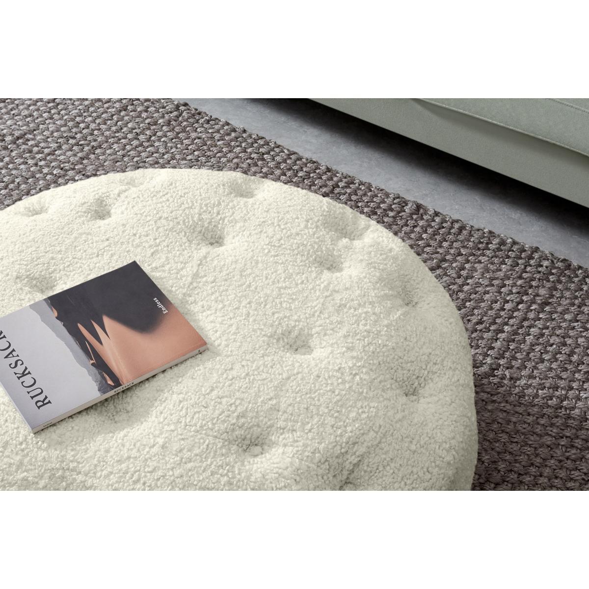 Hampton Round Pouffe, Large, Faux Sheepskin – image 4