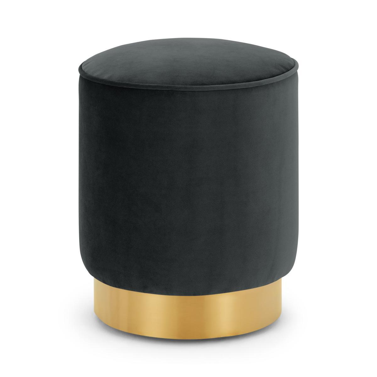 Hetherington Small Brass Base Pouffe, Mirage Grey Velvet – image 2