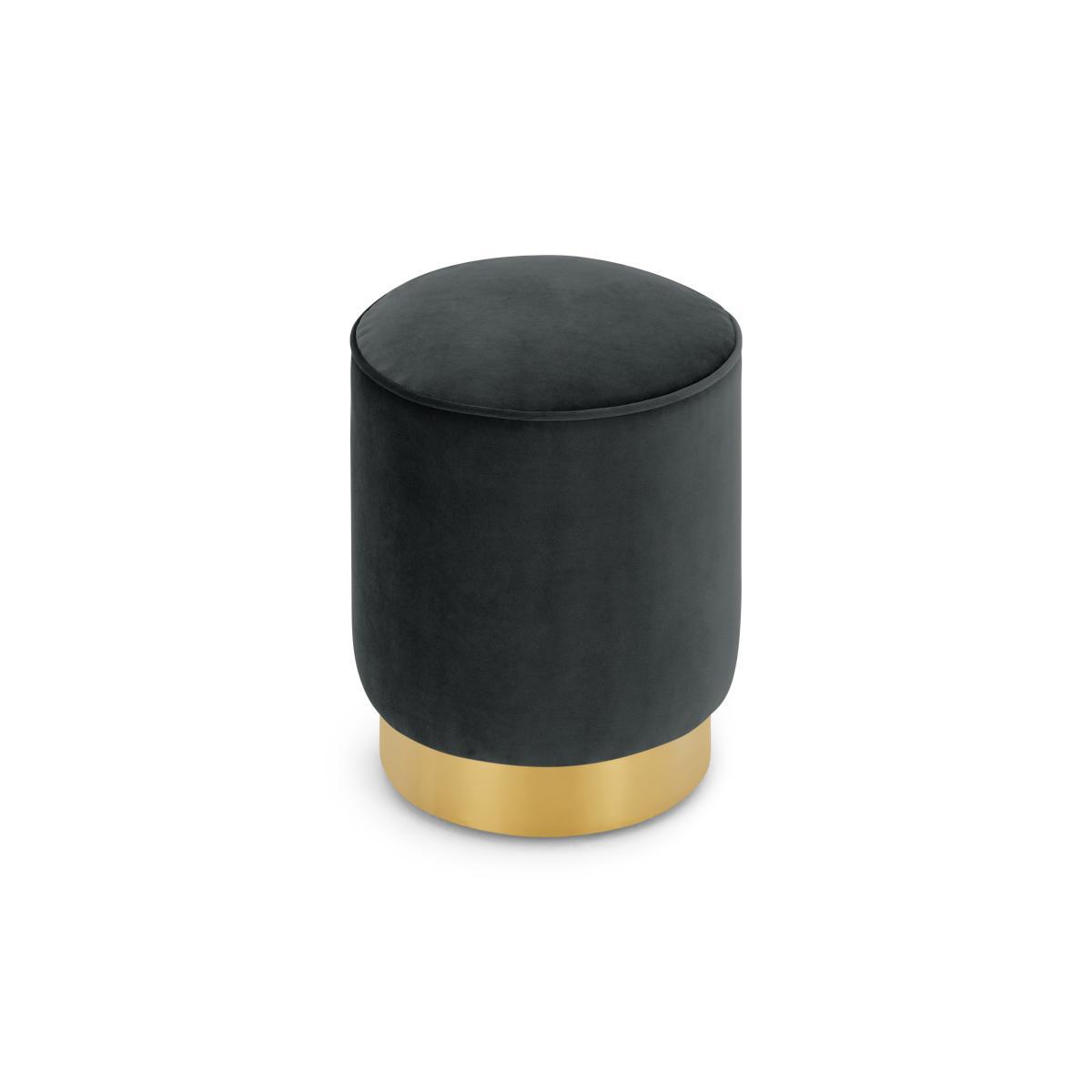 Hetherington Small Brass Base Pouffe, Mirage Grey Velvet – image 3