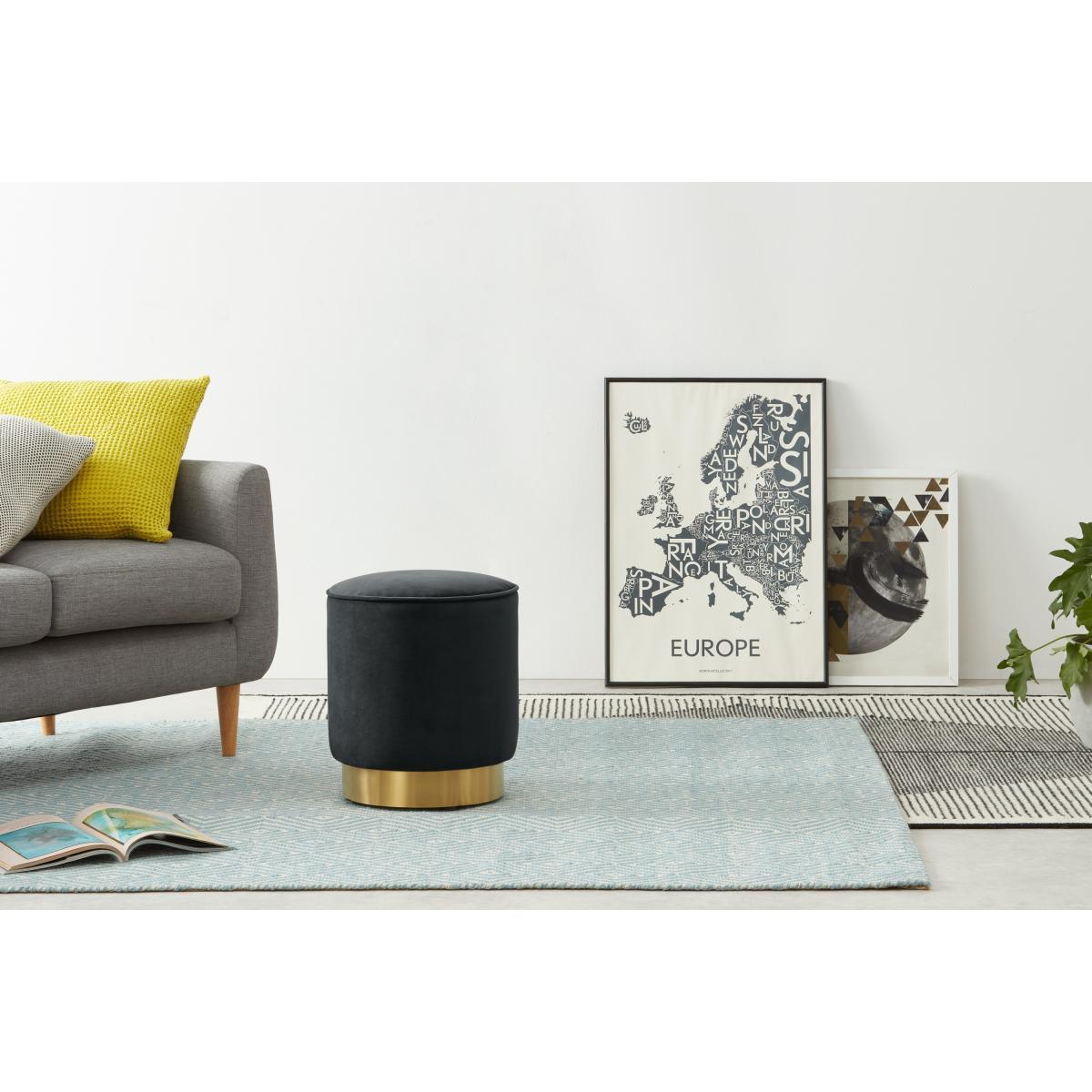 Hetherington Small Brass Base Pouffe, Mirage Grey Velvet – image 4
