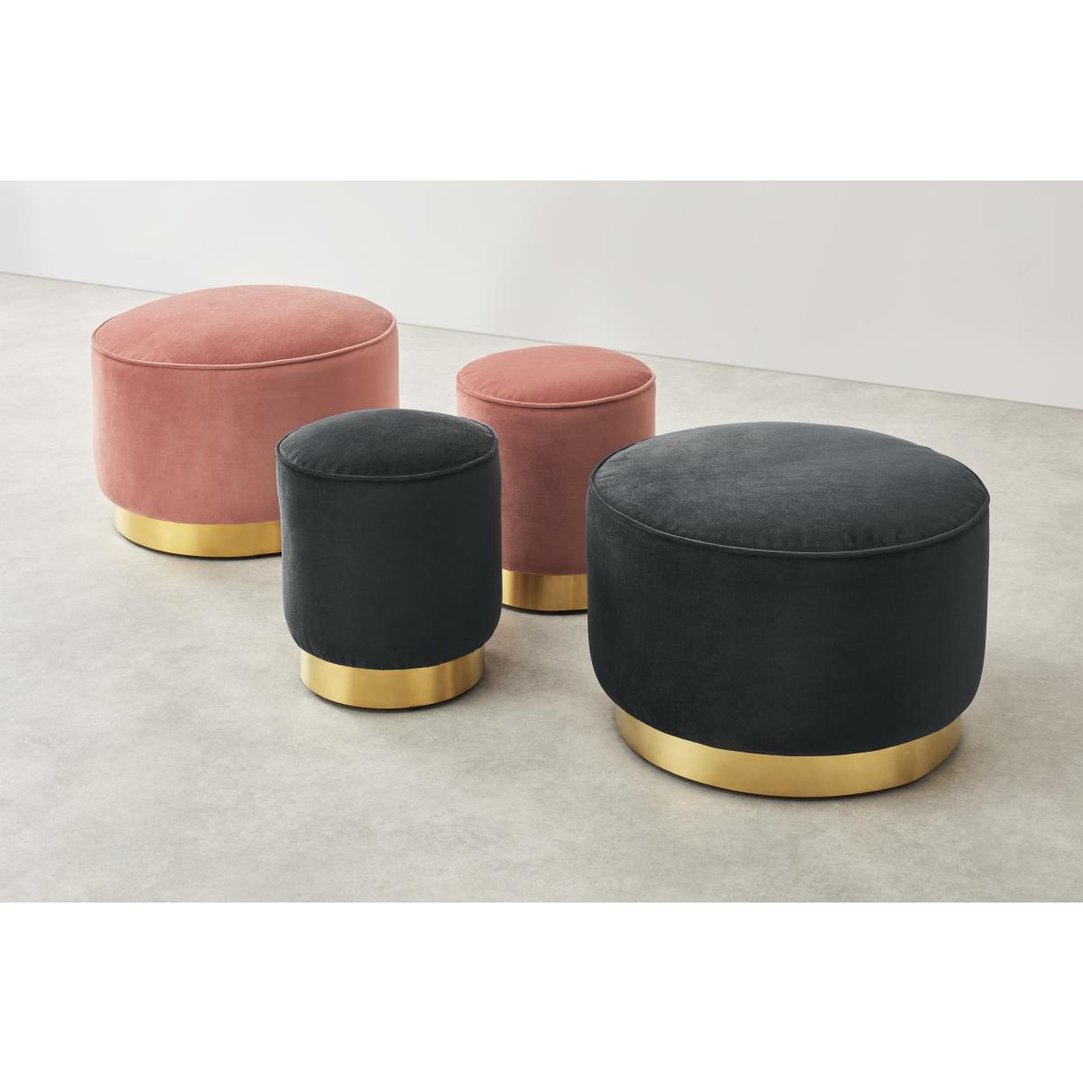 Hetherington Small Brass Base Pouffe, Mirage Grey Velvet – image 9