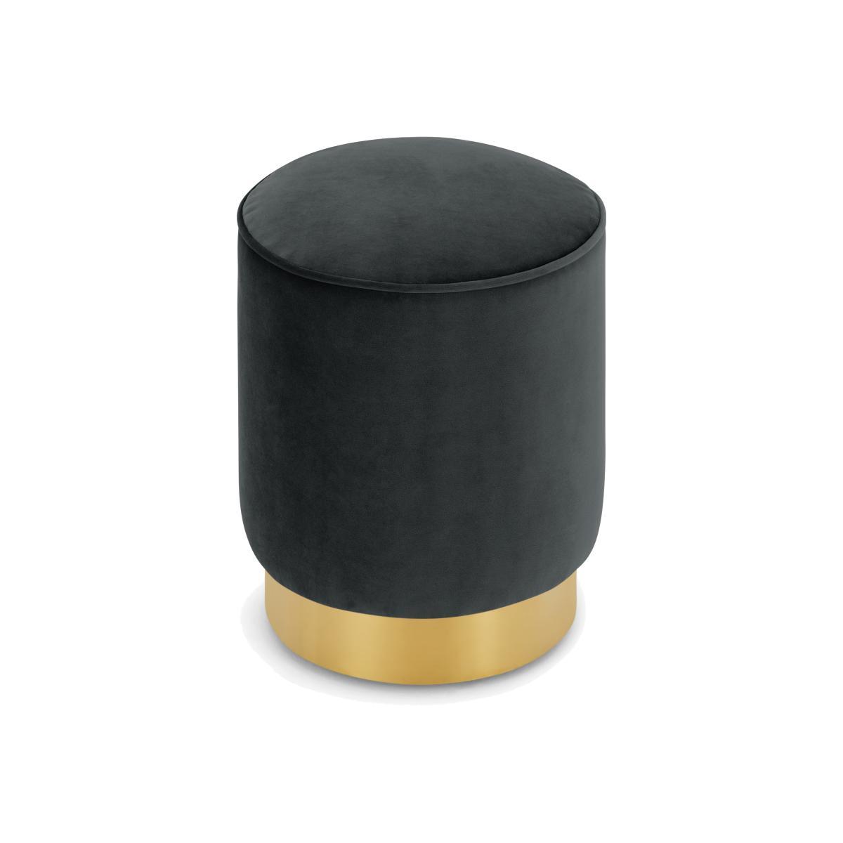 Hetherington Small Brass Base Pouffe, Mirage Grey Velvet – image 1