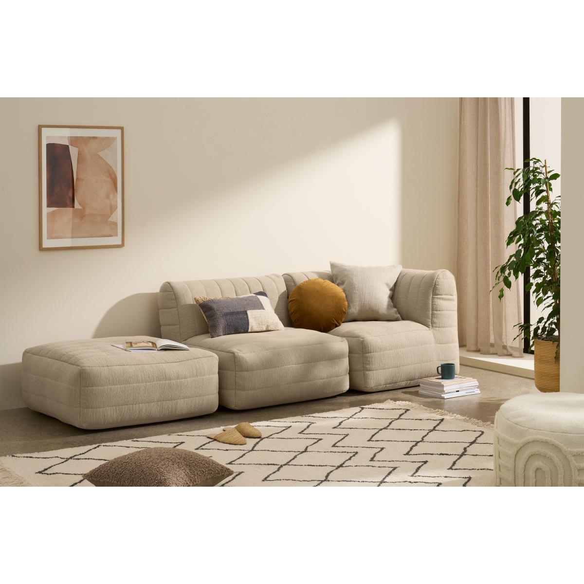Gus Quilted Modular Corner Bean Seat, Oatmeal Cotton Slub – image 4