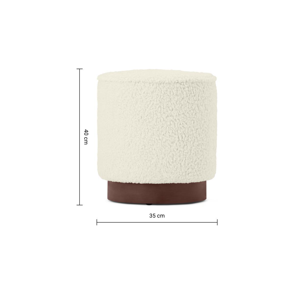 Hetherington Small Wooden Pouffe, Faux Sheepskin & Dark Stain – image 7