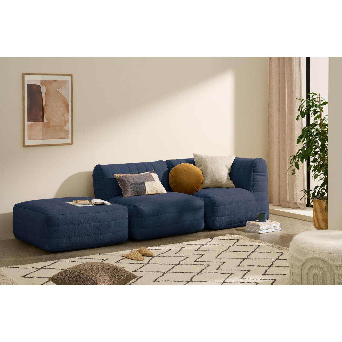 Gus Quilted Corner Modular Bean Seat, Navy Cotton Slub – image 4