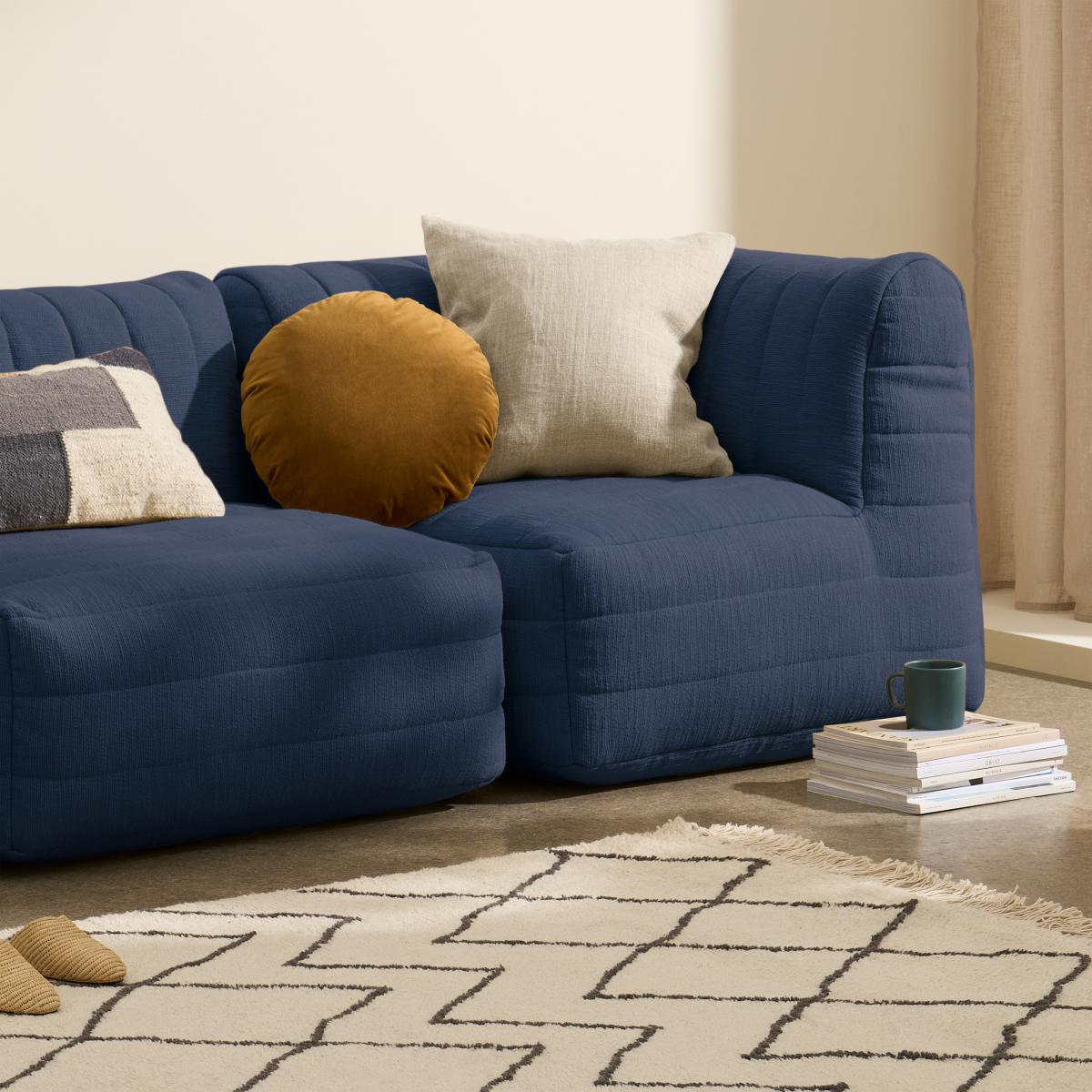 Gus Quilted Corner Modular Bean Seat, Navy Cotton Slub – image 10
