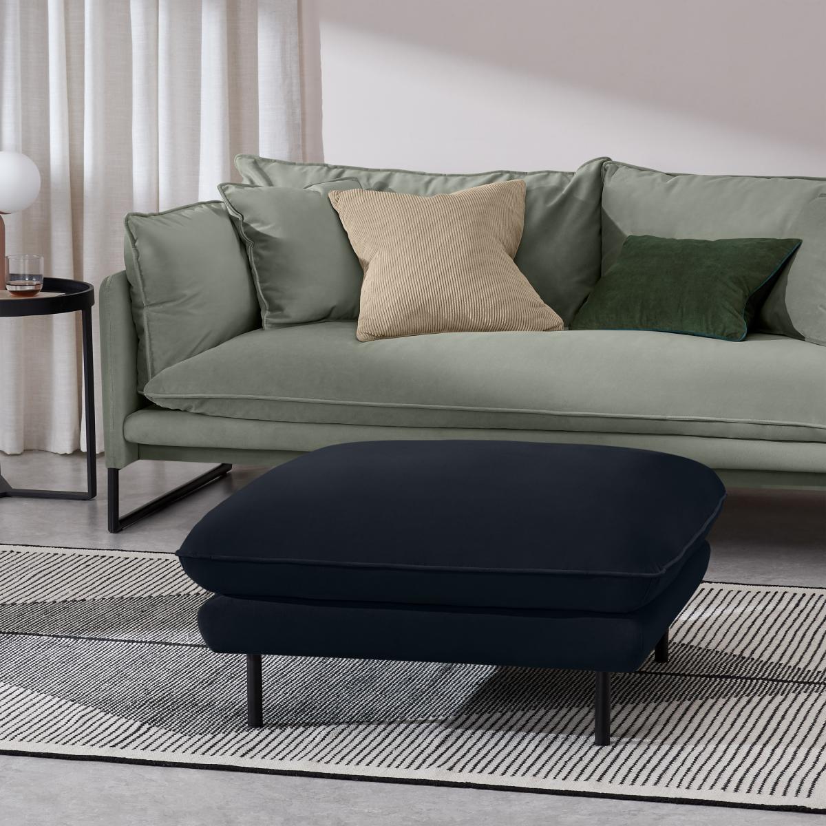 Analia Soft Filled Pillow Top Ottoman, Moonlight Blue Recycled Velvet – image 4